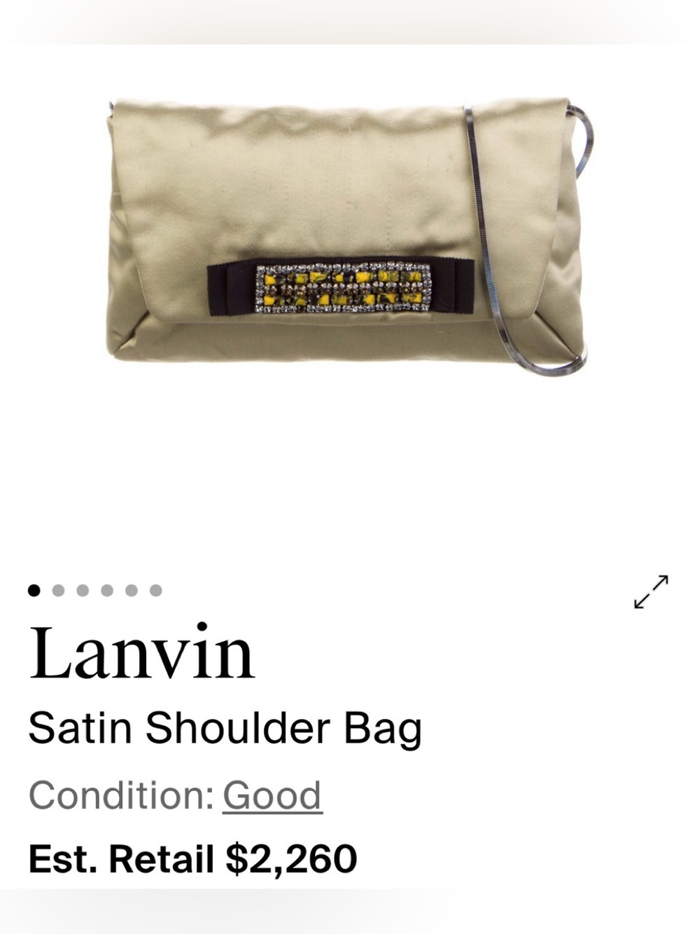 Lanvin satin shoulder bag sage green $2260
